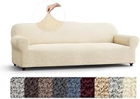 Paulato BY Ga.I.Co. Sofa Slipcover - Stretch Couch Cover - Stylish Cushion Sofa Cover - 1-Piece Form Fit Washable Protector For Pet - Mille Righe Collection - Cream