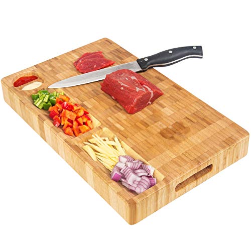 HHXRI Organic Bamboo Cheese Board and Knife Set for Kitchen (15.8x9.8x1.2'')…