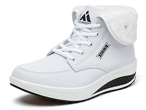 Mishansha Botas de Nieve Mujer, Blanco 38