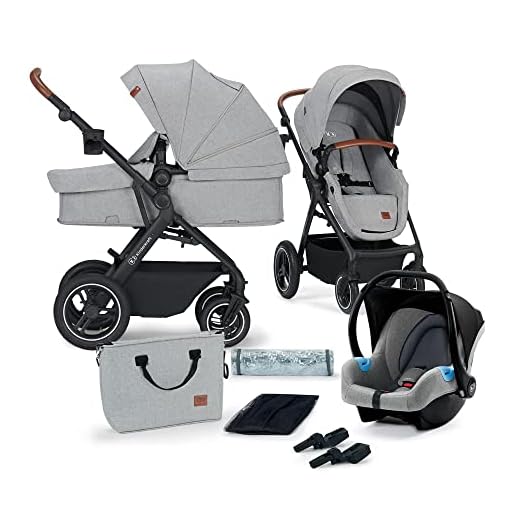Kinderkraft Carrito Bebé 3 en 1 B-TOUR, Silla de Paseo desde el nacimiento hasta los 22 kg, con Silla Coche, Gris Plata