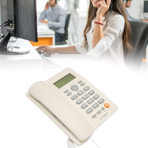 Teléfono fijo con cable y identificador de llamadas blanco miniatura 6