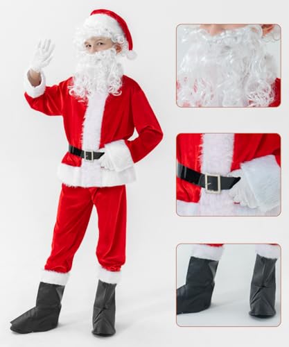 Disfraz completo de Santa para niños, 9 piezas miniatura 3
