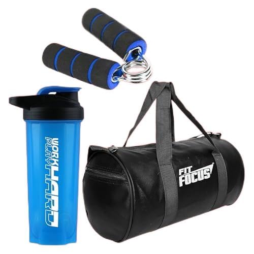 Gym Bag with Gripper and Gym Shaker Combo Bag for Men Shaker for Protein Shaker Bottle Strong Hand Gripper for Weightlifting 700ML Shaker 100% Leak Proof | Protein Shaker | Gripper (Blue)-image-49