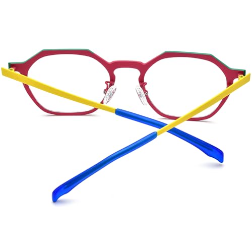 Image of FONEX Colorful Pure Titanium Glasses Frame Women Retro Round Eyeglasses