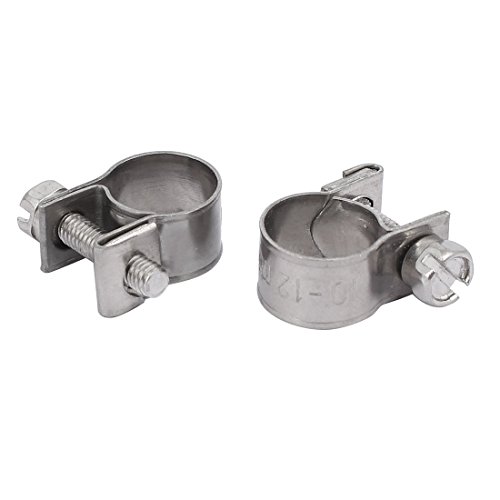 Aexit 10mm-12mm 304 Clamps Stainless Steel Screw Mounted Adjustable Pipe Hose Strap Clamps Clamps 2pcs