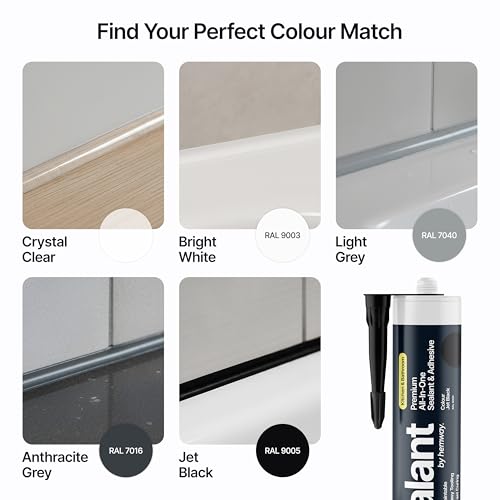 Image of Hemway Jet Black Kitchen & Bathroom Sealant & Adhesive - 300ml 1 Pack | Hybrid Polymer, Superior to Silicone Caulk Sealant, Waterproof, Odorless, Paintable, Ideal for Around Bathtub Shower Kitchen