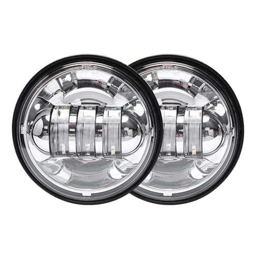 DZSQWETYU Faros Delanteros para Moto Faro LED 7 Pulgadas + Luces Antiniebla 4,5 Pulgadas Anillo Halo Ojos Ángel Señal Giro Faro Auxiliar para Motocicleta 7 Pulgadas Faro Motocicleta(03 Chrome)