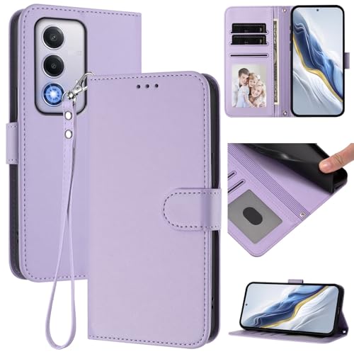Étui Oppo A78 4G à rabat cuir avec fentes cartes et fonction support antichoc violet
