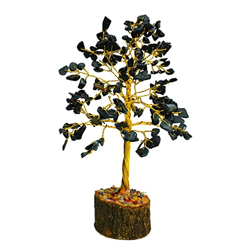 Image of REMEDYWALA Charged Energized Black Agate Crystal Tree for Reiki Healing,Tree Showpiece for Good Luck Home Decor, Black Agate Tree 200 Beads