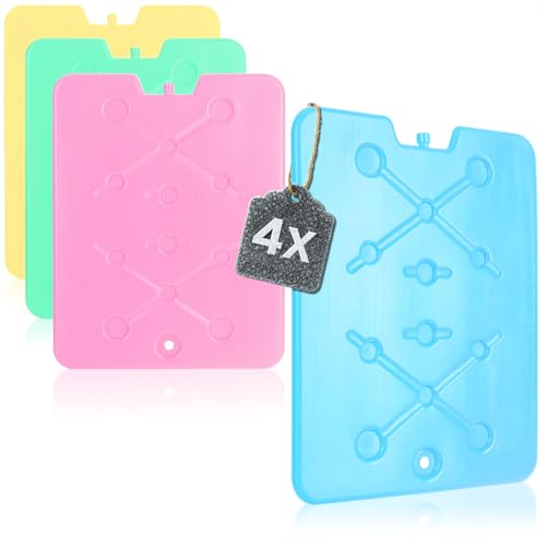 com-four® 4X Pack réfrigérant Extra Plat - Peu encombrant et idéal pour glacière et Sac Isotherme - Grand élément réfrigérant - Pack de Glace (04...