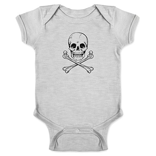 Image of Pop Threads Skull and Cross Bones Poison Classic Retro Creepy Horror Halloween Infant Baby Boy Girl Bodysuit