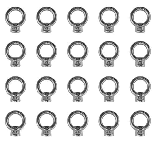 Image of US STAINLESS 20 Pieces Stainless Steel 316 Lifting Eye Nut 5 /16 inch UNC Marine Grade Nut Pitch of 18