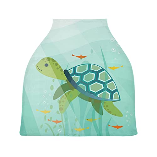 ウミガメかわいいベビーカーシートカバーキャノピー伸縮性看護カバー幼児用母乳の男の子の女の子のための通気性防風冬のスカーフ