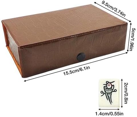 Miniatura 3 de Juego de mahjong chino – 144 mini azulejos grabados blancos para reuniones familiares | Juego de viaje portátil Mah-Jongg para fiestas, tiempo libre