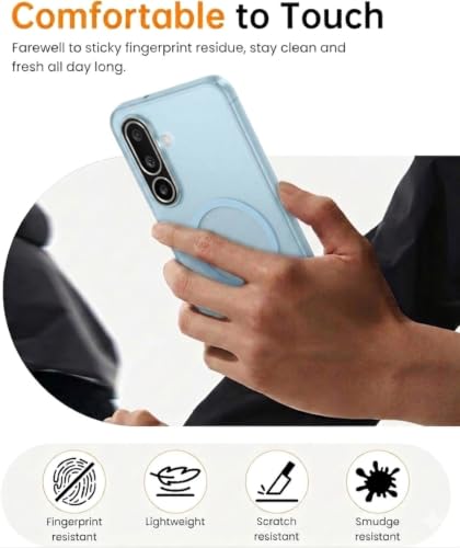 Image of DIZORO Matte Case for Samsung Galaxy M56 Compatible with MagSafe, Camera Lens Full Protection, Shockproof Translucent Frosted TPU Soft Phone Cover, Anti-Fingerprint (Sky)