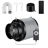MELONFARM Air Filtration Kit 6", Built-in 14cm Fan Low Nois Carbon Filter with 12-Speed Controller, 8' Ducting, Cooling & Ventilation System for Grow Tents, Indoor Gardening, Hydroponics
