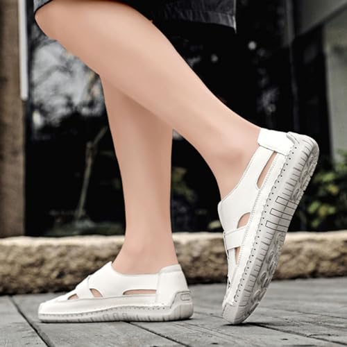 Men's Summer Casual Sandals Breathable Leather Fisherman Sandals Adjustable Hook Loop Flat Comfortable Beach4