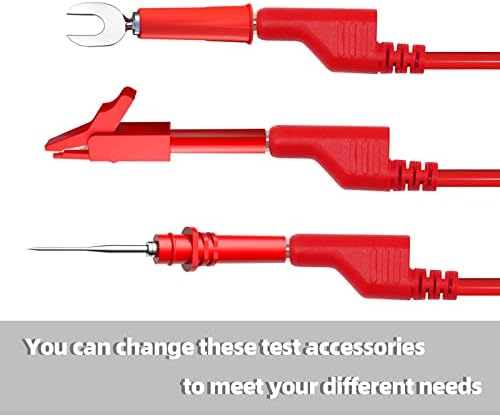 Cleqee Multimeter Test Leads Kit, Double-ended Stackable 4mm Banana Plug Test Leads Includes 5pcs Insulated Alligator Clips, 5pcs Spade Plugs, 5pcs Test Probe with 10pcs Replaceable Needles