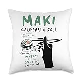 Maki California Roll Anime - Cute Kawaii Food Japanese Sushi Throw Pillow