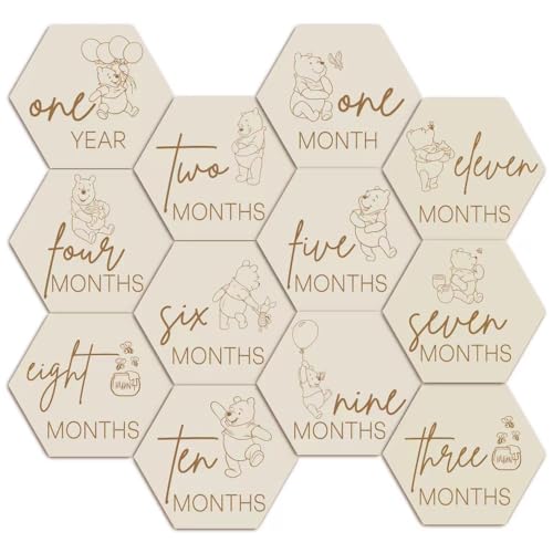 Image of Baby Announcement Sign Newborn Sign Wooden Hexagon Announcement Sign For Photo Prop Baby Shower Nursery Gift（12PCS）