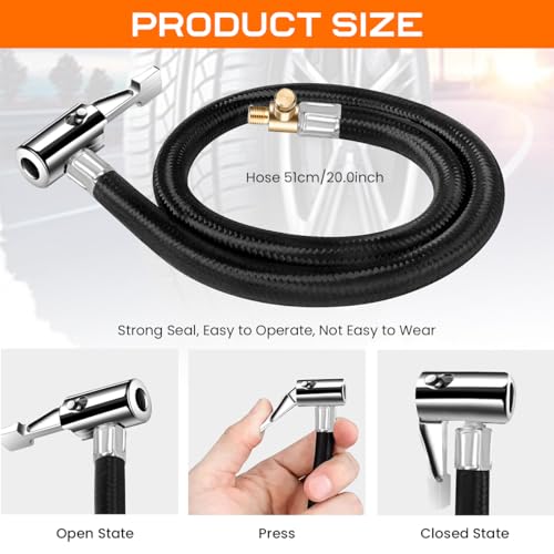 Image of STHIRA 9.8-Inch Rubber Flexible Tyre Inflator Extension Hose Pump Adapter with Deflation Valve, Quick-Connect Fitting for Cars, Motorcycles, Bicycles Universal Compatibility, Durable and Easy to Use