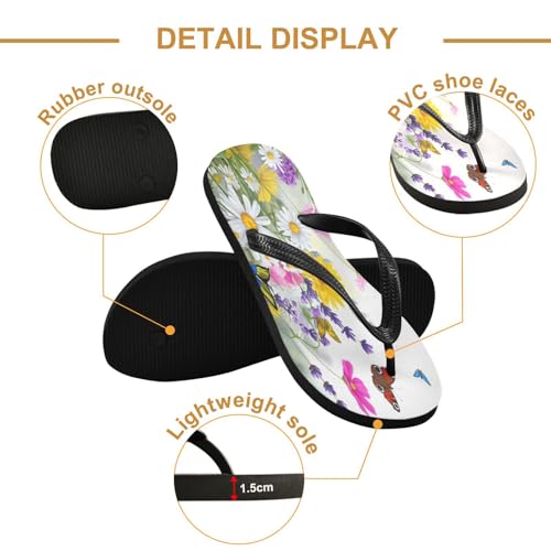 STAYTOP Beautiful Flowers and Butterflies Flip Flops Sandals of Men's & Women's,Sandals Beach Slippers Shower Slides2