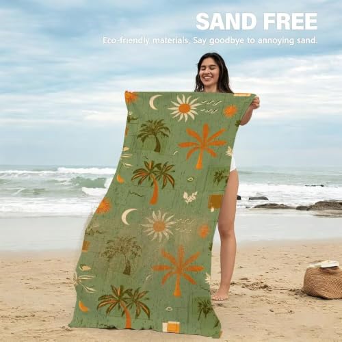 Drap de plage à séchage rapide et anti-sable grand format vert - 4