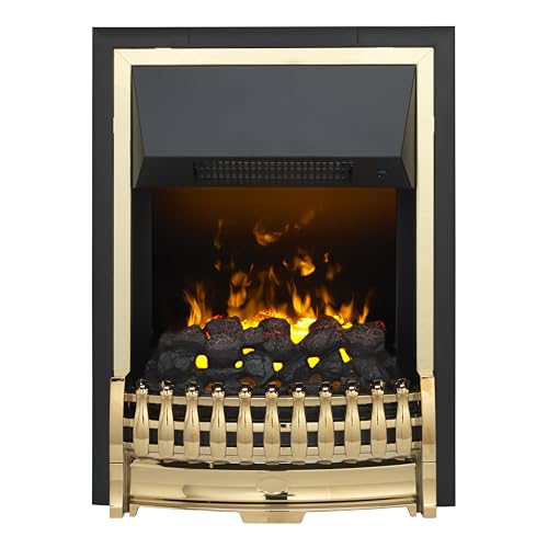 Dimplex Atherton Optimyst Water Vapour Inset Electric Fire, Real Flame Effect, Brass Fireplace, Coal Fuel Bed, 1000W/2000W Fan Heater, Energy Efficient Flame Only, Thermostatic, Remote Control