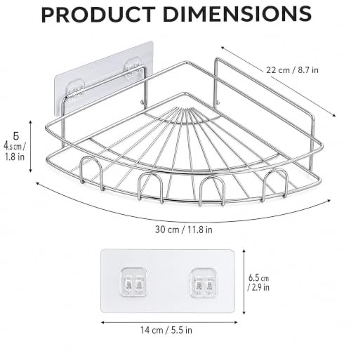 Image of Sulfar Bathroom Organiser Without Drill Bathroom Corner Shelf Adhesive Stand for Corner Rack for, Shampoo Holder Multipurpose Shelf (Silver)