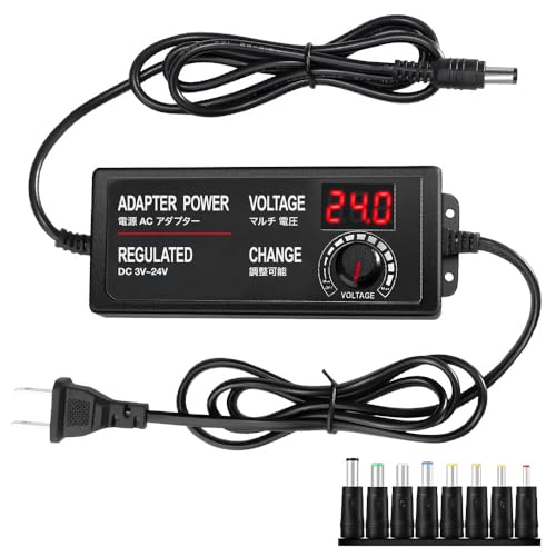 ACアダプター マルチ ボルト DC 3~24V 72W 3A マルチ 電源 アダプター 3A 電源アダプター 9個変換プラグ付き LCDディスプレイ搭載 3V 4.5V 5V 6V 7.5V 9V 12V 15V 18V 21V 24V マルチ電圧 AC アダプター 安定化電源 カメラ ディスプレイ ルーター LEDストリップ用 ユニバーサル