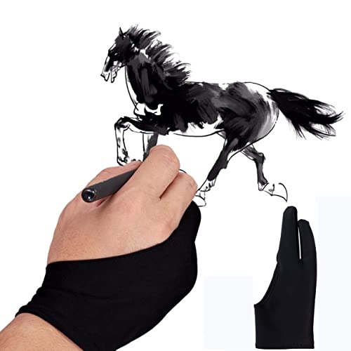 Gants de Dessin,Noir 2 Doigts Gant D’Artiste,Artiste Gant pour Tablette Graphique,Gant de Dessin Main Gauche Droite pour Boîte à Lumière,Tablette Graphique Cover
