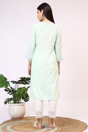 Image of W for Woman Embroidered Cotton Lurex Straight Kurta Size: