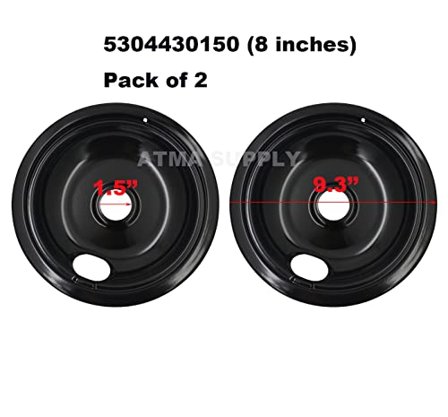 5304430149 and 5304430150 Range Cooktop Porcelain Drip Pans Set Compatible with Frigidaire Kenmore RangeIncludes 2 6-Inch and 2 8-Inch Pans, 4 Pack, Black - Thumbnail 2