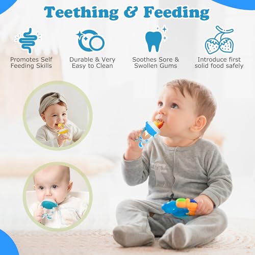 Image of Baby Breastmilk Popsicle Molds & Baby Fruit Feeder-WAJIAYON Silicone Food Freezer Tray Storage Containers,Infant Food Pacifier Feeder and Teether for Babies Easter Bunny Gifts for Boys and Girls