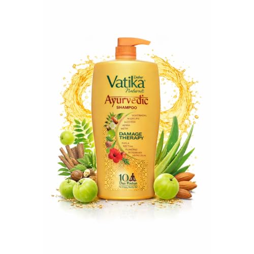 Dabur Vatika Ayurvedic Shampoo - 1 L | For Strong & Healthy Hair | No Parabens | For All Hair Types | Power of Dus Poshan for 10 Hair Problems