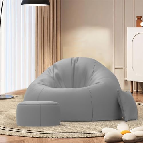 Image of Biggie Bean Bag with Beans Filled XXXL Bean Bag Sofa with Free Cushion and Footrest - Official : ComfortCraze Combo (Matching Color : Regular, Light-Grey)