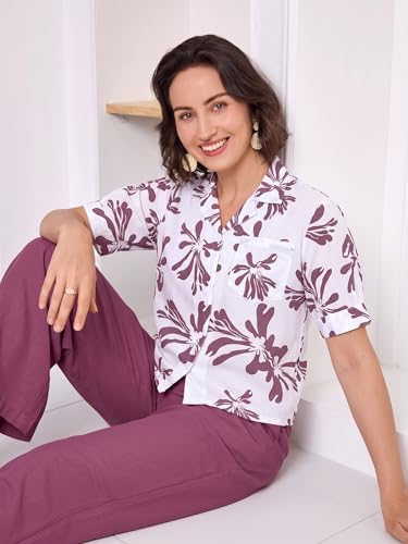 Image of TOPLOT Printing Cotton Crop-Tops Set for Woman || Co ord Set for Women Stylish (5248)
