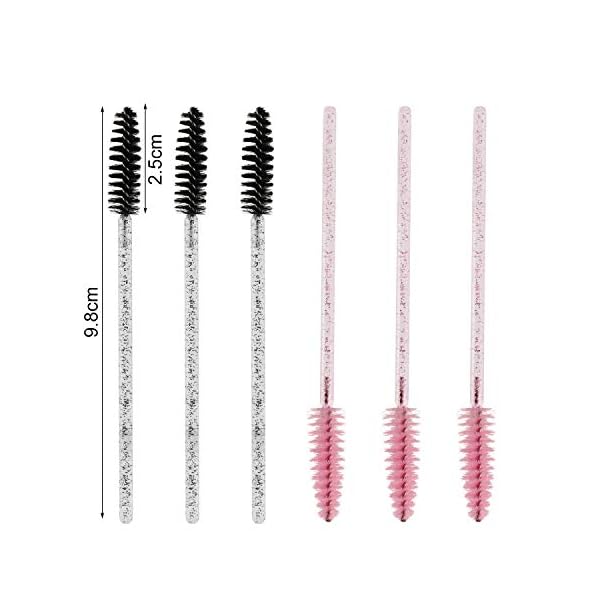 MWOOT Mascara Pinsel, 100 Stück Wimpern Bürste, Einweg Mascara bürstchen, Krystall Wimpernbürstchen für Schminken Rosa… – Bild 6