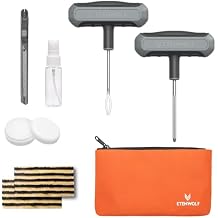 ETENWOLF Flat Tire Repair Kit with Plugs 16 Pcs, Heavy Duty Tire Plug Kit for Car, Motorcycle, ATV, Jeep, Truck, Tractor Grey