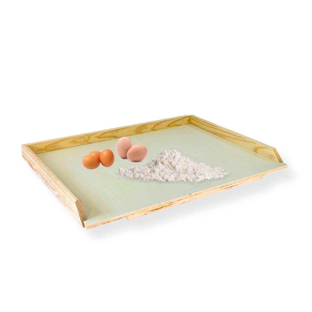 Spianatoia Tavoliere, Asse Pasta Legno Pioppo, Stendipasta con Bordi Laterali, Gradino Anti Scivolo, Made in Italy (70x50)