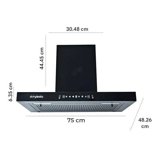 Image of Amplesta Sereno 75CM Chimney for Kitchen Auto Clean 1350 m3 /hr Vertical Wall Mounted Kitchen Chimney for Home Filterless Two Way Suction Touch & Gesture Control (Sereno MS AC FL 75 BK)