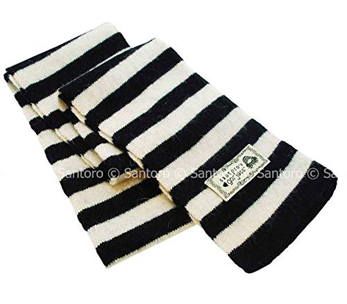 Santoro London - Bufanda de lana (170 cm), diseño de rayas, color blanco y negro