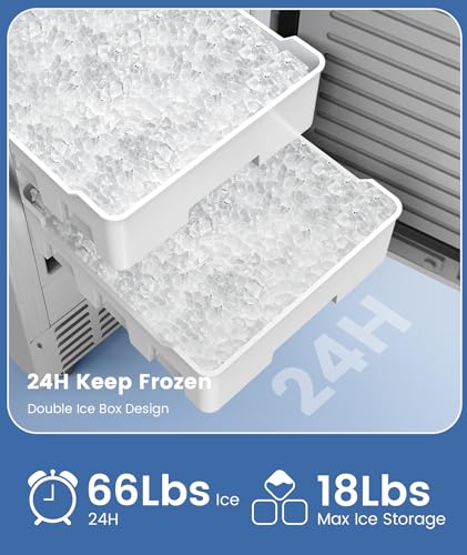 Image of Electactic Nugget Ice Maker Machine, Under Counter Ice Machine,Stainless Steel Built-in Freestanding Ice Maker,66Lbs /Day,LCD Panel /Self-Clean /24H Timer,for Home Kitchen Office Bar Party