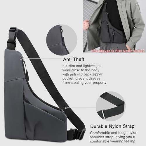 Sac à dos décontracté triangulaire fin Long Keeper en cuir synthétique imperméable