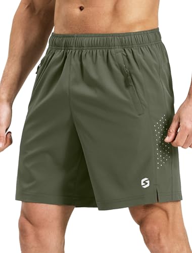 Image of Men's Running Athletic Shorts 7 Inch Quick Dry Lightweight Workout Gym Tennis Shorts 3 Zipper Pockets