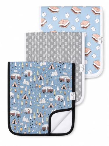 Image of Copper Pearl Premium Baby Burp Cloths - 3-Pack Large Cotton Burp Cloths, Extra Soft Spit Up Rags with 3 Absorbent Layers, Perfect for Baby Boy Gifts (21 inch x 10 inch Size, Bridger Set)