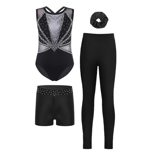Justaucorps gym fille anti-frottement avec short et textile respirant