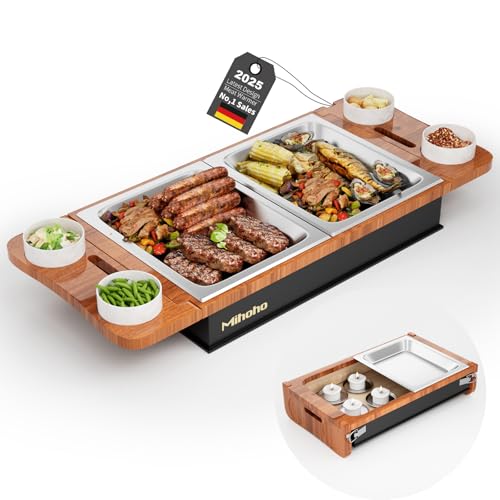 Fleischwarmhalter fürs Grillen, BBQ Board zum Warmhalten, Grillgut Stövchen mit BBQ-Design, Warmhaltebehälter Grillgut mit Kerzen, Speisenwärmer, Warmhaltebox Grillparty (Holzfarbe B)