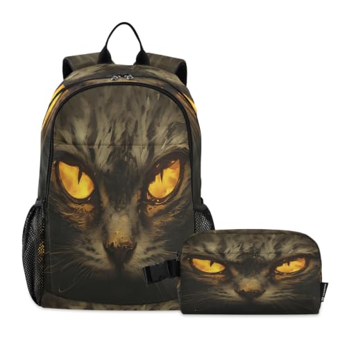 Sac à dos chat pour étudiants avec sac à déjeuner assorti