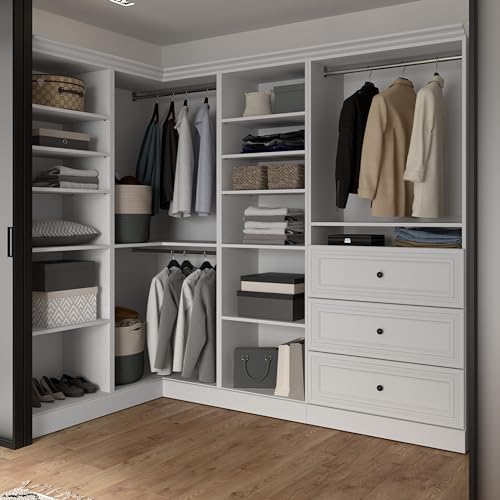 Best Bestar Closet System With Drawers: Ultimate Home Storage Solution 2 Bestar Versatile Walk-in Closet Organizer System, 97-inch White Wardrobe and Drawers for Home Storage, Bedroom, Laundry, or Entryway